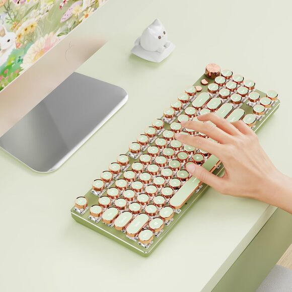 EWEADN V20 Mechanical Retro Keycap Typewriter Gaming Keyboard - Picture 1 of 8